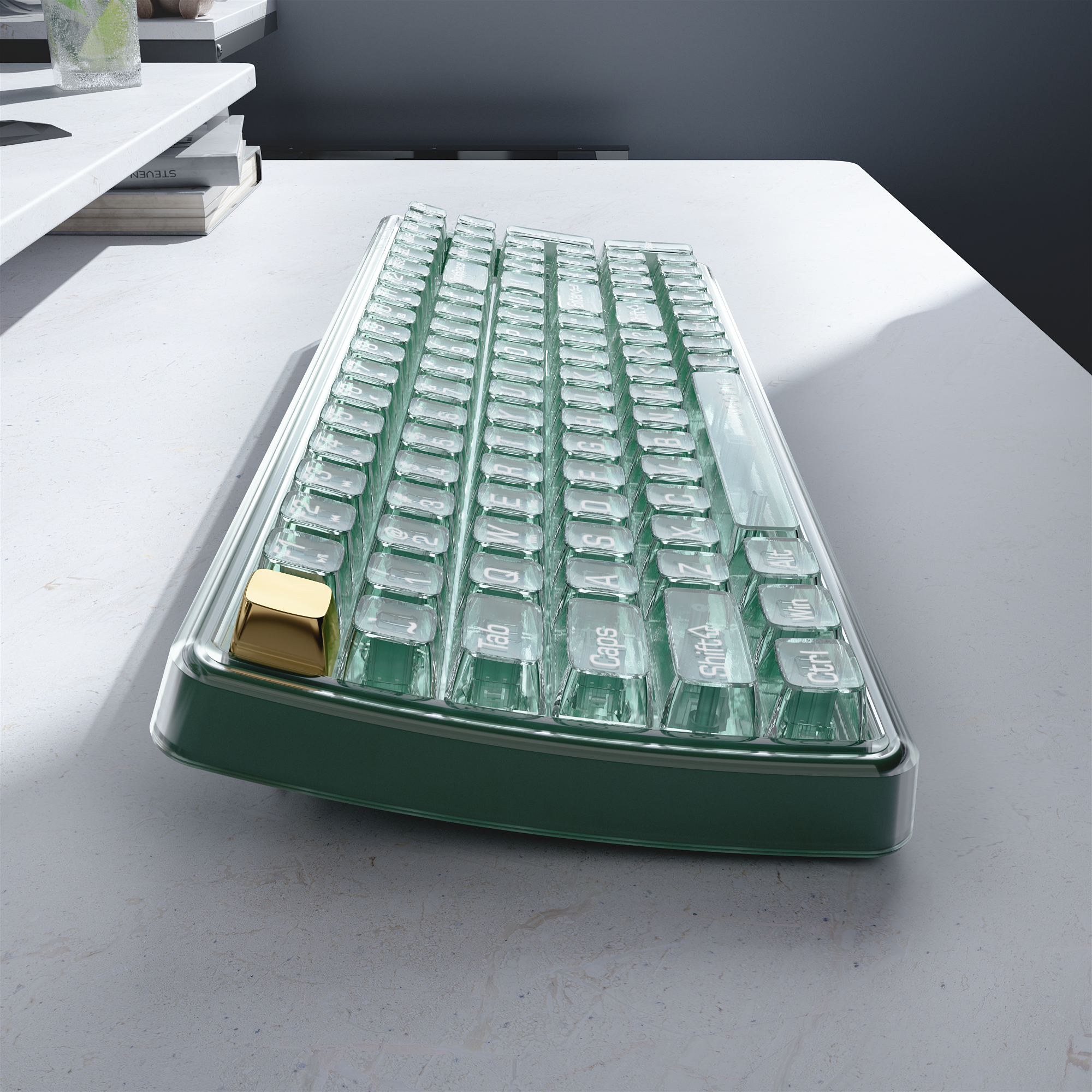 UBOTIE S601AG Wireless Transparent Keyboard and Mouse Combo, UBOTIE Blue 100keys 2.4GHz USB Receiver Keyboard Mouse Set with Adjustable DPI Optical Mouse for PC Laptop