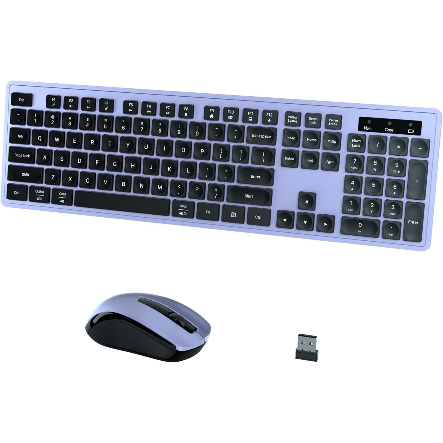 UBOTIE S624AG Wireless Keyboard and Mouse Combo, 2.4GHz Wireless Keyboard Mouse with USB Receiver, Water-Dropping Keycaps, 104 Keys Full Size with Number Pad for PC Laptop Computer Desktop