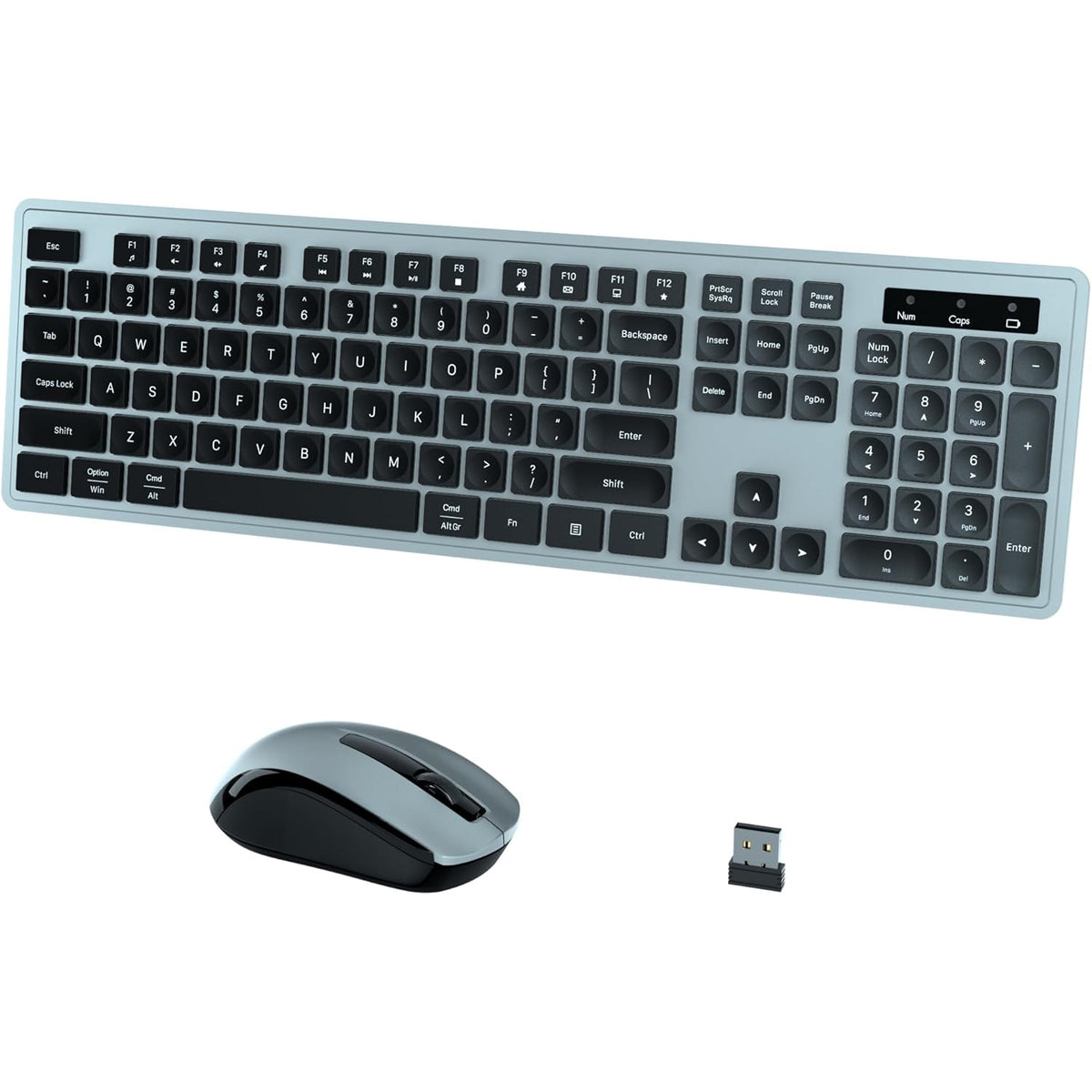 UBOTIE S624AG Wireless Keyboard and Mouse Combo, 2.4GHz Wireless Keyboard Mouse with USB Receiver, Water-Dropping Keycaps, 104 Keys Full Size with Number Pad for PC Laptop Computer Desktop
