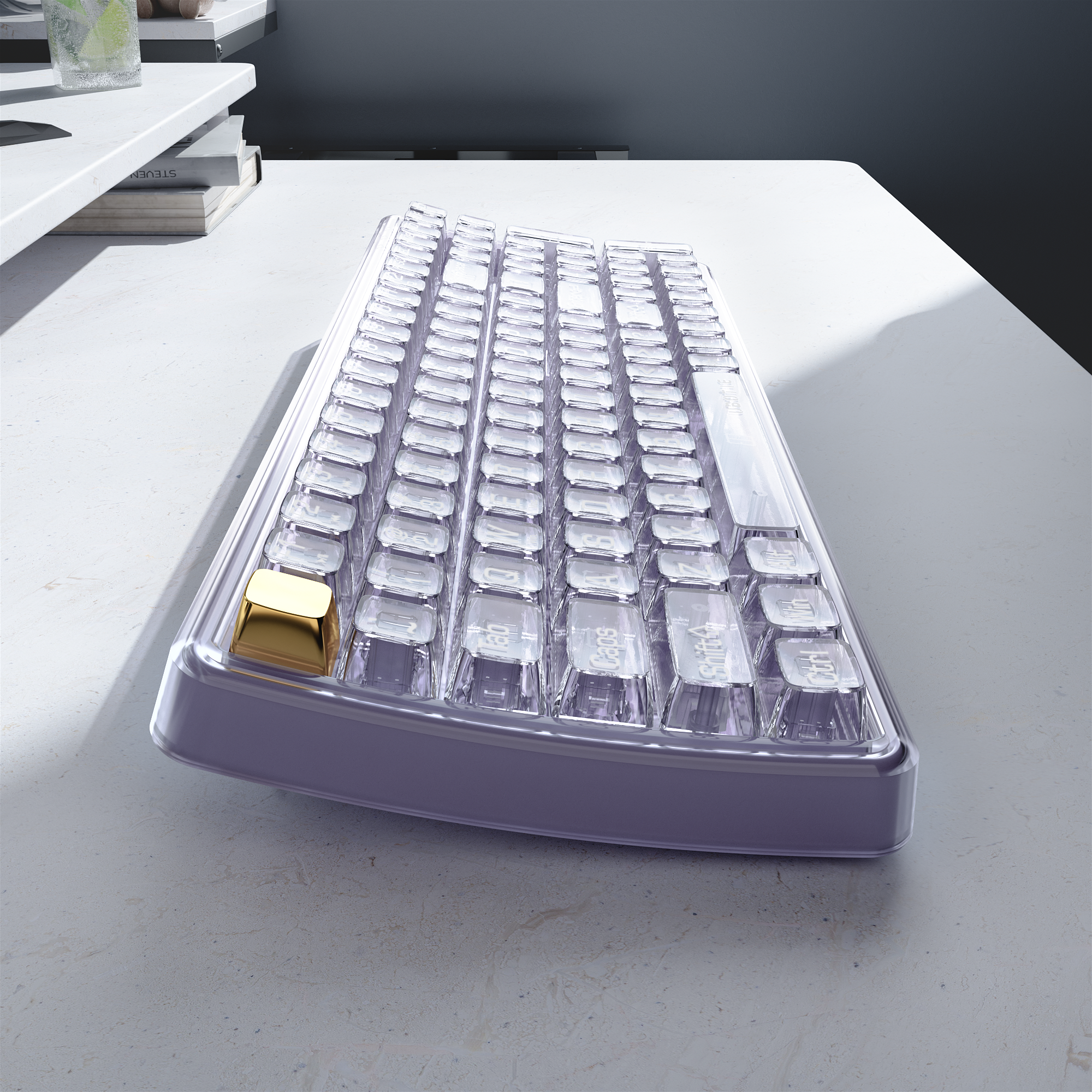 UBOTIE S601AG Wireless Transparent Keyboard and Mouse Combo, UBOTIE Blue 100keys 2.4GHz USB Receiver Keyboard Mouse Set with Adjustable DPI Optical Mouse for PC Laptop