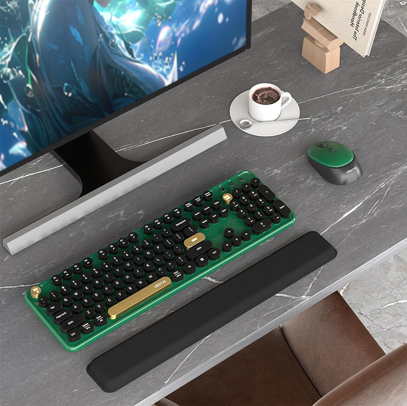 UBOTIE S801AG Colorful Wireless Computer Keyboards Mouse Combos, UBOTIE Polychrome Round Keycaps Retro PC keyboards 2.4GHz Radio Frequency Connection with Optical Mouse
