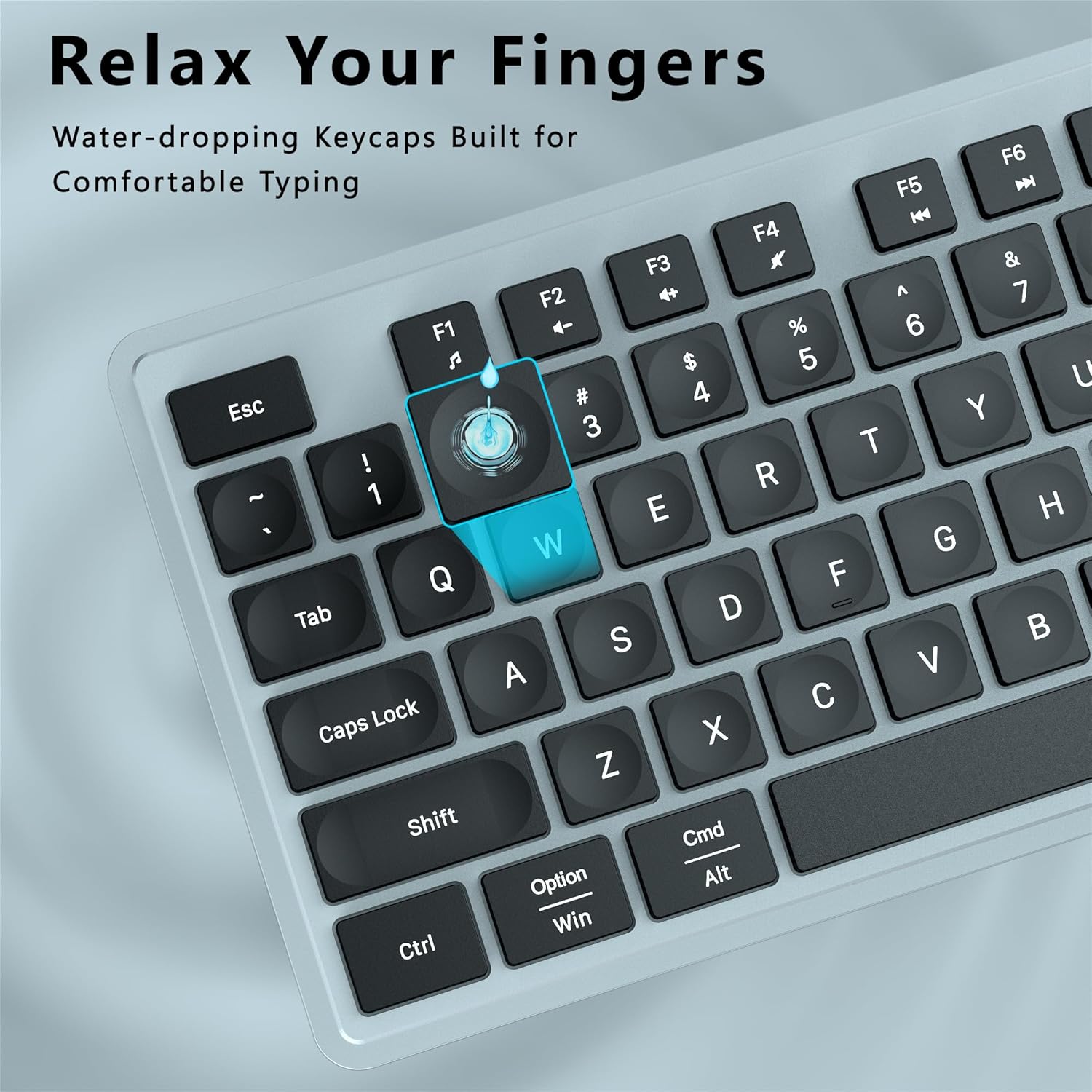 UBOTIE S624AG Wireless Keyboard and Mouse Combo, 2.4GHz Wireless Keyboard Mouse with USB Receiver, Water-Dropping Keycaps, 104 Keys Full Size with Number Pad for PC Laptop Computer Desktop