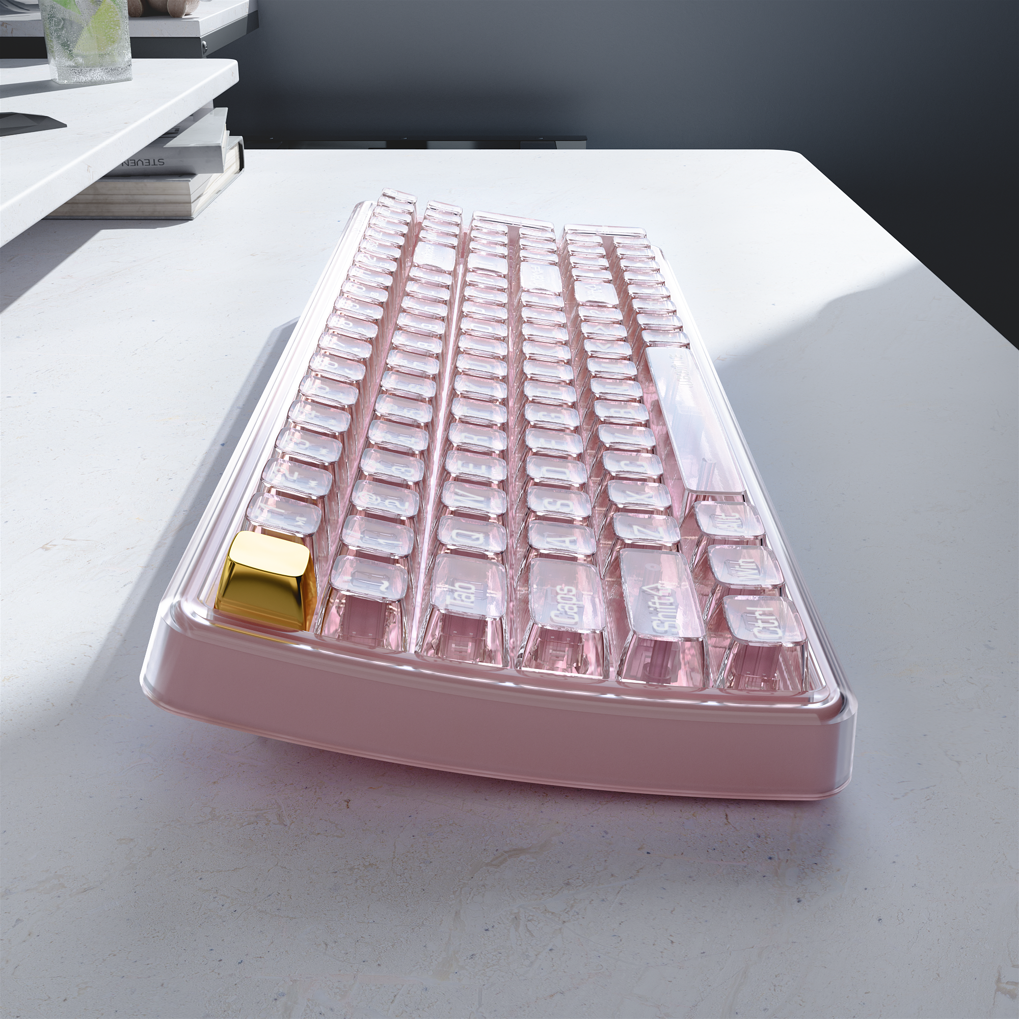 UBOTIE S601AG Wireless Transparent Keyboard and Mouse Combo, UBOTIE Blue 100keys 2.4GHz USB Receiver Keyboard Mouse Set with Adjustable DPI Optical Mouse for PC Laptop